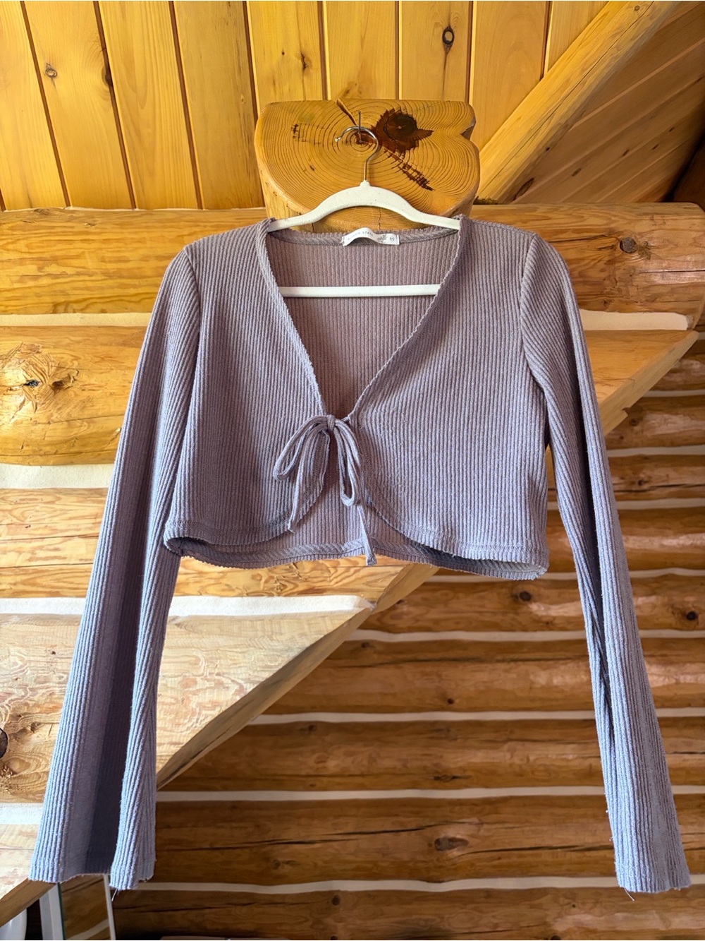 Altar'd State Lavender Ribbed Cropped Cardigan